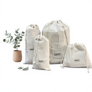 Bolsas de Almacenamiento con Cordón de Algodón STI, Diseño Minimalista, Organizadores de Viaje Portátiles, Color Natural, Juego de Cuatro - Product Image 1