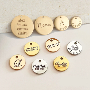 Logo del marchio del Designer personalizzato inciso oro argento nero rotondo disco ovale ciondoli etichette per gioielli per bracciale collana fai da te - Product Image 2