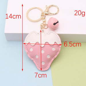 Cute PU Strawberry Keychain with Bell Cartoon Fruit Bag Charm Kawaii <b>Key</b> <b>Ring</b> Backpack Hanging Ornament Gift Keychain - Product Image 6
