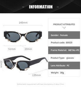 Gafas de Sol Rectangulares Punk con Decoración de <span class=keywords><strong>Serpiente</strong></span>, Monturas Pequeñas Steampunk de Lujo Personalizadas al por Mayor para Mujer - Product Image 5