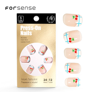 High Quality Short square Press on <strong>Nails</strong> for Girls <strong>Cute</strong> Strawberry Unique Designs Fake <strong>Nails</strong> Kawaii Fashion Red Artificial <strong>Nails</strong> - Product Image 2