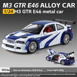 รถเหล็กหล่อแบบไดแคสต์ ขนาด 1:24 รุ่น BMWSS M3 GTRE46 พร้อมเสียงและไฟ ประตูเปิดได้ ของสะสมตกแต่ง ของเล่นโลหะ รถโบราณ สำหรับเด็กผู้ชาย - Product Image 4