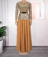 Robes imprimées Abaya pour femmes, robe musulmane, robes de style africain, kaftan orné de strass