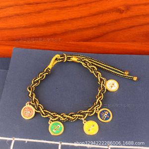 Bracelet Dingtong de style tibétain, cinq divinités de la richesse, nœud de fleur de pêcher, corde rouge style couple, fait main - Product Image 5
