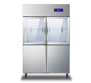 Cuatro Puertas 0 ℃ ~10 ℃   Refrigerador de Acero Inoxidable para Cocina, Congelador Vertical de Una Sola Temperatura con Puerta de Vidrio - Product Image 1