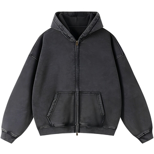 Sudadera con capucha extragrande para hombre con cremallera, sudadera con capucha extragrande personalizada estilo streetwear con cremallera, sudadera con capucha con cremallera con estampado puff, proveedor mayorista - Product Image 1