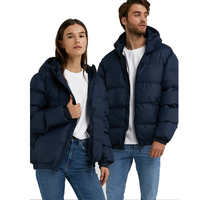 Keine Marke Wasserdichte geste ppte Kapuze Unisex Herren 100% Nylon Custom Logo Blank Plain Dyed American Tall Winter Navy Puffer Jacke