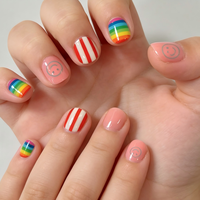 Ongles carrés en ABS pour enfants, sur mesure, vente en gros, faux ongles courts réutilisables, ensemble
