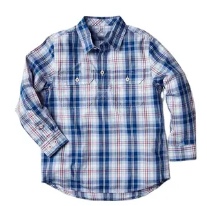 Clothes Customized Autumn Warm Long Sleeve Plaid Pent Kids Shirt For Boys