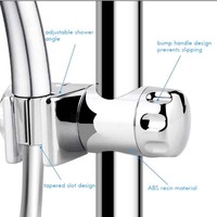 Support de pommeau de douche Salle de bain Réglable Chrome Curseur Support de pommeau de douche à main Fixations pour s'adapter à 25mm Riser Rail