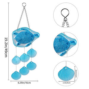 Tortue bleue verre vent cloche fait à la main petit frais suspendu décoratif porte fenêtre pendentif créatif transfrontalier pour <span class=keywords><strong>Amazon</strong></span> métal - Product Image 6