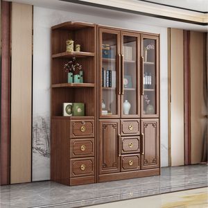 Chinese Style <b>Solid</b> <b>Wood</b> <b>Bookcase</b> Purple Sandalwood 2025 Design For Study Office Living Room Storage - Product Image 3