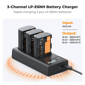 <span class=keywords><strong>Chargeur</strong></span> de batterie LCD à 3 emplacements K&F Concept LP-E6NH pour appareils photo EOS R5/R6/R7/5D/6D/7D Mark II avec entrée 11-18V - Product Image 4