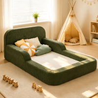Canapé-lit en mousse pour enfants, mousse haute densité compressée sous vide, housse en velours côtelé lavable pour chambre d'enfant, salle de jeux