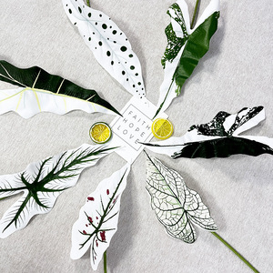 ใบอโลเซียคาลาเดียมใบใบสองสีใบ Malus ใบเขตร้อนประดิษฐ์สำหรับตกแต่ง - Product Image 3