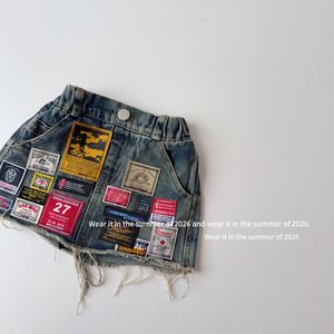 <span class=keywords><strong>Falda</strong></span> <span class=keywords><strong>vaquera</strong></span> para niñas con bordado y parches, moda de verano 2026, al por mayor - Product Image 1