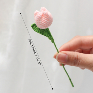 Piccolo Fiore di Tulipano Artificiale Fatto a Mano all'Uncinetto per Decorazioni Casa e Matrimonio (Senza Vaso) - Product Image 3