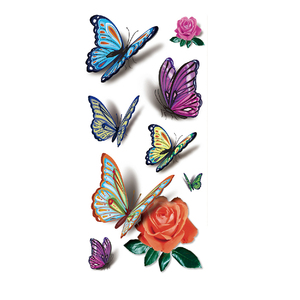 Adesivi per Tatuaggi Temporanei 3D a Forma <span class=keywords><strong>di</strong></span> Fiore e Farfalla, Impermeabili, Colorati CMYK, Facili da Applicare e Rimuovere - Product Image 1