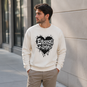 Men's Cotton Crewneck <b>Sweatshirt</b> Long Sleeve Relaxed Fit <b>Heart</b> Graphic Print Hoodie for Casual Wear - Product Image 5