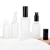 Bouteilles vides transparentes givrées réutilisables Flacons pulvérisateurs en verre de 50ml Tête de pulvérisation en verre dépoli argenté