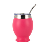 BORGE 12oz Double Paroi En Acier Inoxydable Vide Argentine Yerba Mate Gourde Mate Tasse À Thé Avec Bombollia Cuillère Paille