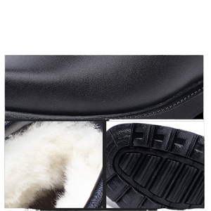 Botas de Nieve de Cuero para Hombre, Tacón Medio, Cordones Delanteros, Color Sólido, Botas de Invierno para Exteriores, Estilo Martin - Product Image 3