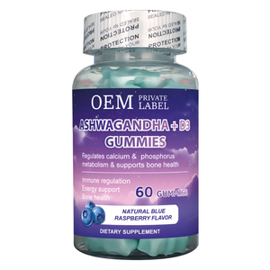 Жевательные конфеты OEM Ashwagandha + D3 со вкусом натуральной синей малины для поддержки иммунитета и энергии - Product Image 1