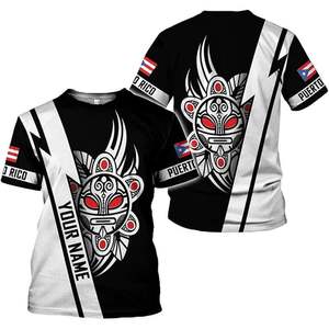 Camiseta con el Símbolo del Escudo de Armas de Puerto <span class=keywords><strong>Rico</strong></span>, Estilo Bandera de Puerto <span class=keywords><strong>Rico</strong></span>, con la Cruz de la Cruz de la Trinidad, al por Mayor, Negra y Blanca, para <span class=keywords><strong>Hombre</strong></span> - Product Image 2