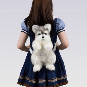 DUPAN Schnauzer Havuç Şeklinde Önlükli Atkı Simülasyon Hayvan Oyuncak Bebek Peluş Sırt Çantaları Stres Giderici Hayvan Arkadaş Köpek Bebek Sırt Çantası - Product Image 6