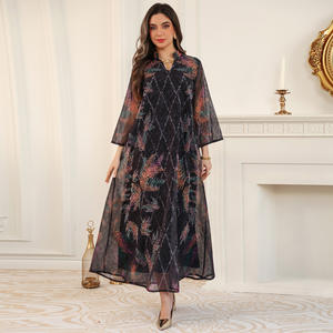 Robe longue musulmane pour femme, imprimée en maille, pour l'Aïd et le Ramadan, Abaya, Jalabiya, Caftan, style Marocain, Dubaï, Islamique, Arabe, pour fête, 2026 - Product Image 2