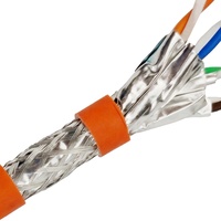 CAT7 kabel S/FTP 23AWG konduktor tembaga telanjang jaket oranye PVC kabel LAN CAT7