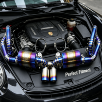 Système d'échappement universel en alliage de titane personnalisé Starcar pour Porsche 911/991, épaisseur 1,5 mm, finition bleu brûlé