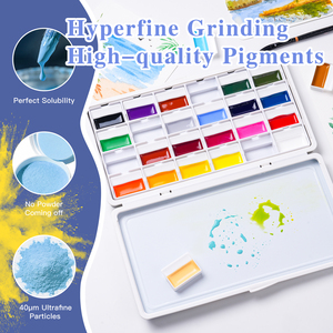 Juego <span class=keywords><strong>de</strong></span> Pinturas <span class=keywords><strong>de</strong></span> <span class=keywords><strong>Acuarela</strong></span> Semisólidas <span class=keywords><strong>de</strong></span> 24 Colores con Logotipo Personalizado para Pintura Artística - Product Image 4