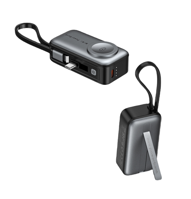 Mini Magnetic 2.5W Watch Wireless Charger Power Bank 5000mAh for Phone with Cable