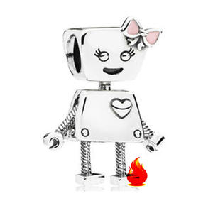 Abalorios para Pulseras al por Mayor, Accesorios de Diseño DIY de Robot, Cuentas Metálicas de Plata 925 con Zirconia, Calavera y Amor, Marca Beckham HaYa - Product Image 3