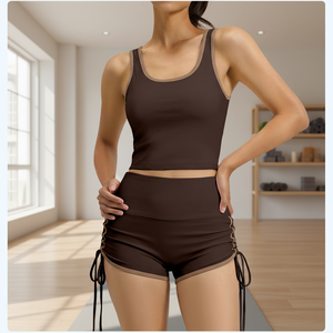 Camiseta de yoga para mujer con almohadillas push-up, transpirable, de alta elasticidad, elástica en cuatro direcciones, de secado rápido, sin espalda, ajuste ceñido - Product Image 1