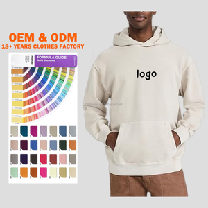 เสื้อฮู้ดดี้ผู้ชายผ้าฝ้าย 100% ขายส่ง แบบสวมหัว ทรงหลวม สไตล์ลำลอง ไหล่ตก  สำหรับผู้ชาย - Product Image 1
