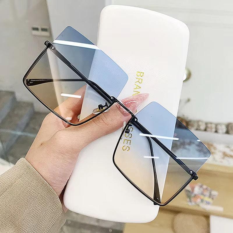 Rimless Oversized Square Sunglasses Men Women