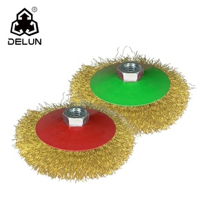 Brosse à fil conique de 75 mm / 3 pouces, fil recouvert de laiton, filetage M14 pour le nettoyage des coins et l'élimination de la rouille, fournitures d'atelier métallique - Product Image 2