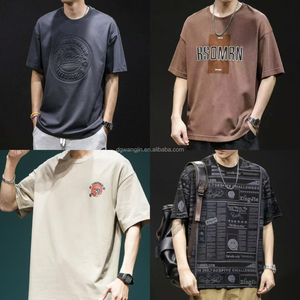 Vintage Acid Washed T-Shirt for <strong>Men</strong> Custom Logo Distressed Heavyweight 100% Cotton Oversized Knitted Casual Style - Product Image 4