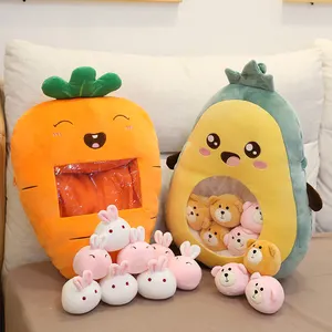 可爱创意动物Plushie球包玩具布丁8件套填充水果枕头鳄梨毛绒