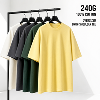 T-shirts pour hommes de qualité supérieure, 100% coton, poids lourd 240 g/m², taille plus, confortables, décontractés, couleur unie, manches courtes, été