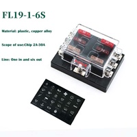 Caja de Fusibles Automotriz de Doble Fila y 6 Vías con Contactos de Cobre, Conector de Alimentación para Batería de 12V, Portafusibles Marinos