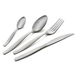 Shark <b>Sandblasted</b> Stainless Steel Cutlery Set 24 Piece Satin Chrome 6 Settings Dishwasher Safe - Product Image 1