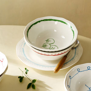 Venta al por mayor precio de fábrica cerámica porcelana fruta Chat colección platos frase personalizada fruta impresión - Product Image 6