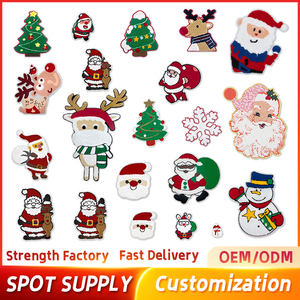 Patchs en <span class=keywords><strong>tissu</strong></span> de Noël, éponge Père Noël brodée, renne de dessin animé mignon, patchs personnalisés pour arbre de Noël - Product Image 2