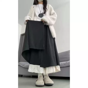 Conjunto de Fin de Semana, Estilo Universitario, Estilo Casual, Diseño en Capas, Culottes Largos Fluidos para Mujer - Product Image 2