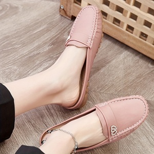 Mules Moccasin Rosas sin Talón para Mujer con Hebilla de Diamantes de Imitación, Zapatos Planos Casuales Transpirables de Cuero PU Suave para Conducir - Product Image 3