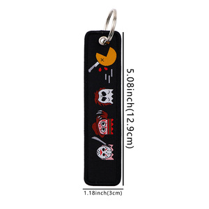 New Halloween dây móc khóa bán buôn tùy chỉnh đáng sợ ma mặt Key tag thêu Keyring chuyến bay cho Logo dệt Móc khóa Anime - Product Image 6