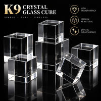 Bloc carré en cristal optique K9 brillant personnalisé avec gravure de logo HBL, cube en verre transparent pour souvenir ou cadeau